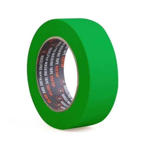 Скотч малярный бумажный RoxelPro 3580 18 мм х 40 м зеленый